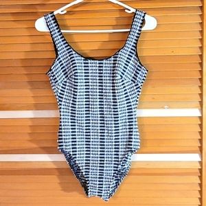 Adorable Vintage One Piece Swimsuit Black White